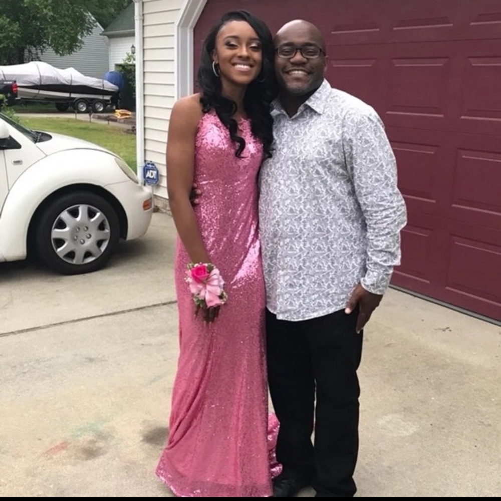Glittery pink prom dress